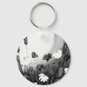 Chaveiro Flores silvestres pretas e brancas