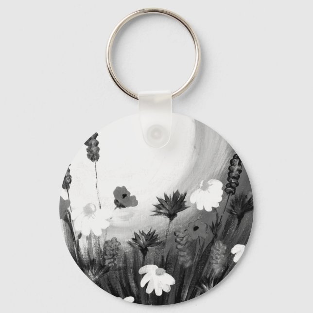 Chaveiro Flores silvestres pretas e brancas (Frente)