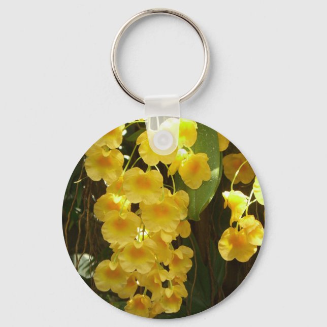 Chaveiro Flores Tropicais das Orquídeas Amarelas de Pé (Frente)