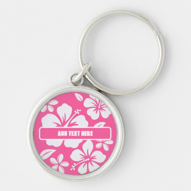 Chaveiro Flores Tropicais De Praia Rosa (Frente)