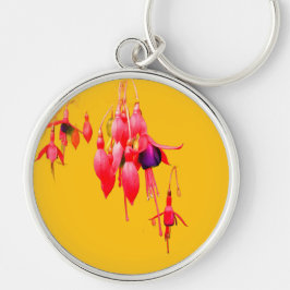 Chaveiro Flores vermelhas e roxas