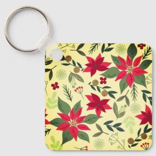 Chaveiro Flores Vermelhas Natal Padrão-11600