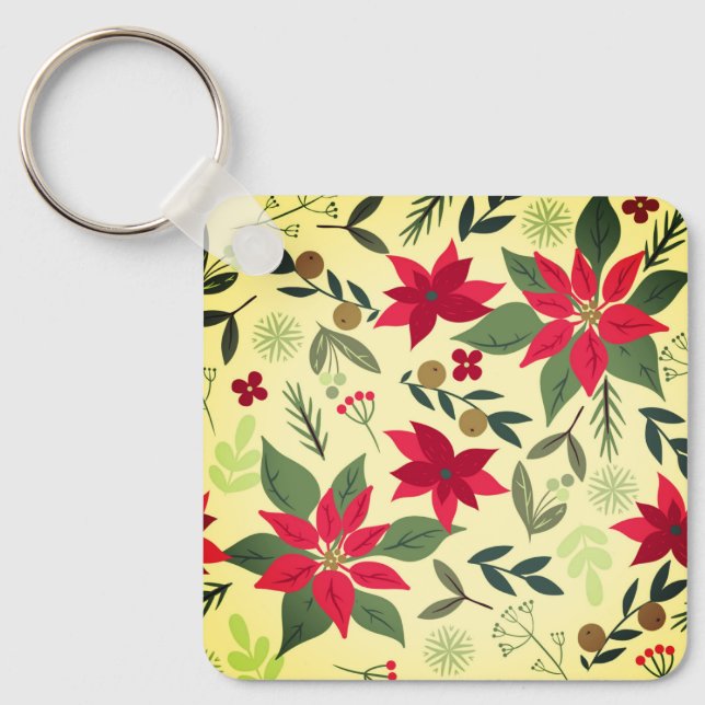 Chaveiro Flores Vermelhas Natal Padrão-11600 (Frente)