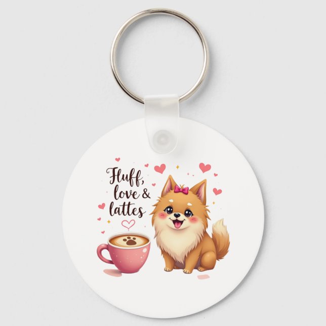 Chaveiro Fluff, Amor & Lattes (Frente)