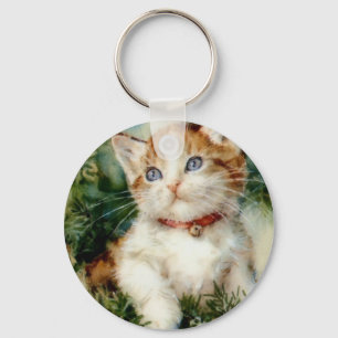 Chaveiro Fluffy natal cat Watercolor