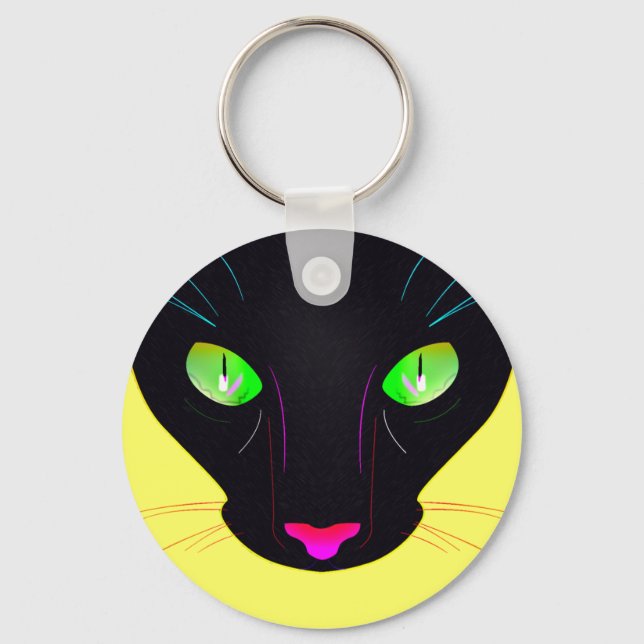 Chaveiro Fluorescent Green Cat Eyes Portrait (Frente)