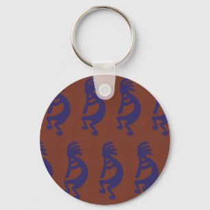 Chaveiro Flute Playing Kokopelli Figura 1 - Azul no vermelh