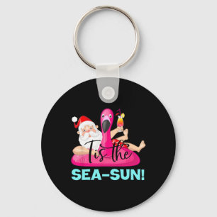 Chaveiro Flutuador de Flamingo do Papai Noel É o Natal do M