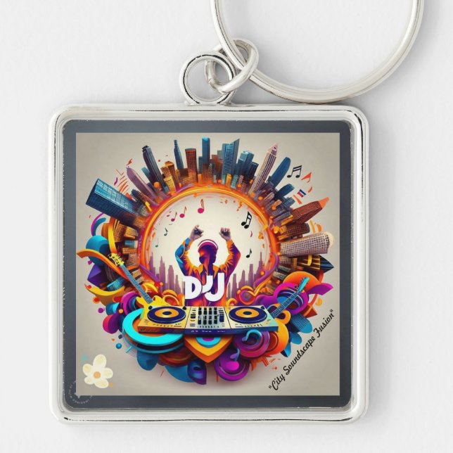 Chaveiro "Fluxo Musical Cityscape" (Frente)
