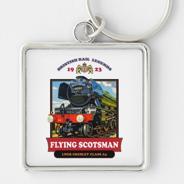 Chaveiro Flying Scotsman 4472 Steam Locomotive Retro Poster (Frente)