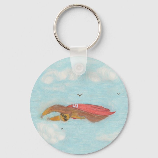 Chaveiro Flying Three Toed Sloth com cabo vermelho, Supersl (Frente)