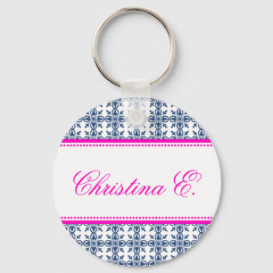 Chaveiro Fob do nome personalizado do marinho rosa do Filig
