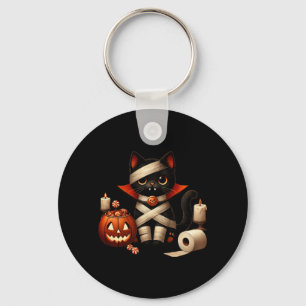 Chaveiro Fofão Fantasia de Gato Preto do Drácula no Hallowe