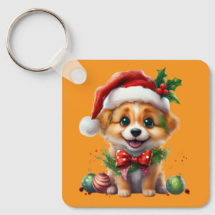 Chaveiro Fofo de Natal bonito com Papai Noel e Arco