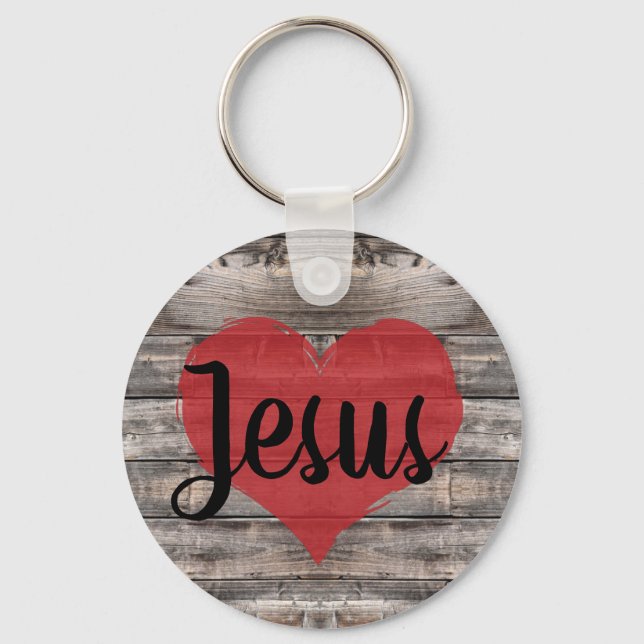 Chaveiro fofo rústico JESUS HEART | (Frente)