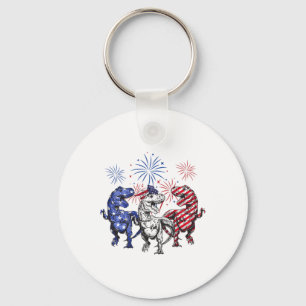 Chaveiro Fogo De Dinossauro Vermelho Azul T Rex 4 De Julho