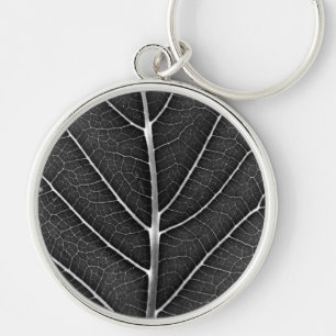 Chaveiro Folha brilhante em preto e branco close-up