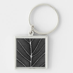 Chaveiro Folha brilhante em preto e branco close-up