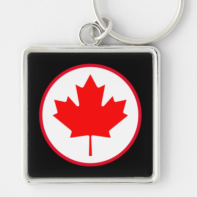 Chaveiro Folha de Bordo de Maple Canadense Brilhante Círcul (Frente)