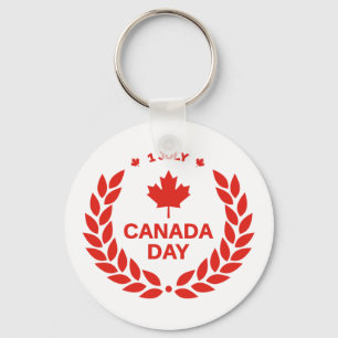 Chaveiro folha de bordo vermelha do dia do canadá 1º de jul