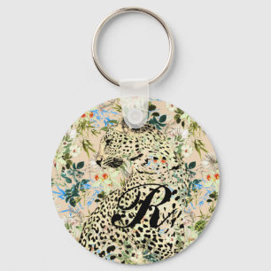 Chaveiro Folha de impressão do leopardo tropical do Havaí