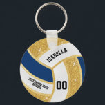 Chaveiro Folha Dourada personalizada, voleibol branco e azu<br><div class="desc">Chaveiro do Jogador de Voleibol pronto para você personalizar. Faz um presente maravilhoso para seu jogador de vôlei, treinador, fã, etc... 📌 A "ÁREA AZUL" pode ser mudada para qualquer cor que você quiser clicando na área personalizada. ✔ NOTA: APENAS MUDE AS ÁREAS MODELO NECESSÁRIAS! 😀 Se necessário, você pode...</div>