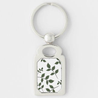 Chaveiro Folhagem com Folhas Verdes em Branco
