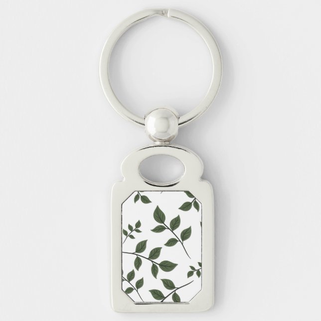 Chaveiro Folhagem com Folhas Verdes em Branco (Frente)