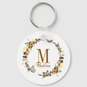 Chaveiro Folhagem de Ouro Floral Personalizável