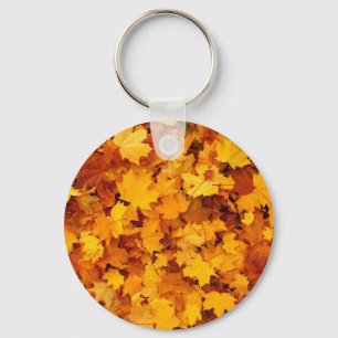 Chaveiro Folhas de Bordo Amarelo de Outono