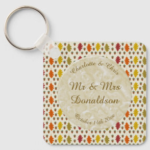 Chaveiro Folhas de carvalho e Acorns Fall Autumn Wedsed