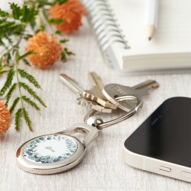 Chaveiro Folhas de Eucalipto Greenery Botânica Bridal (Lateral)