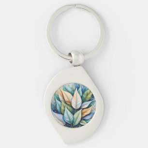 Chaveiro Folhas de ouro verde-azul