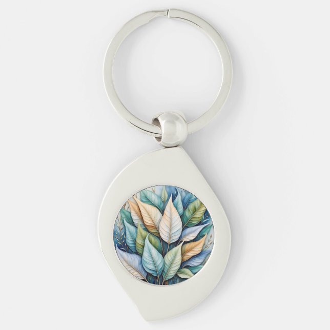 Chaveiro Folhas de ouro verde-azul (Frente)