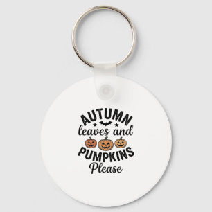Chaveiro Folhas de Outono Abóboras Por Favor Halloween Vint