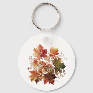 Chaveiro Folhas de outono e flores em Buquê