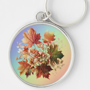 Chaveiro Folhas de outono e flores em Buquê