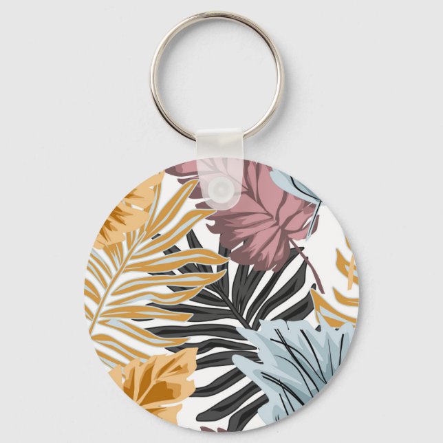 Chaveiro Folhas de palma, tropicais, botânicas, selvas, flo (Frente)