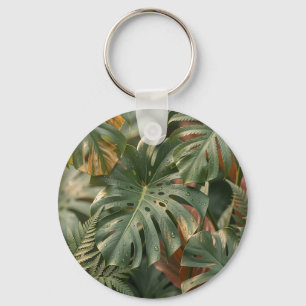 Chaveiro Folhas Luxuriantes de Monstera Samambaias Selva Tr
