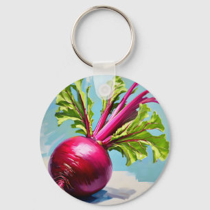 Chaveiro Folhas Magenta de Beterraba Vibrantes