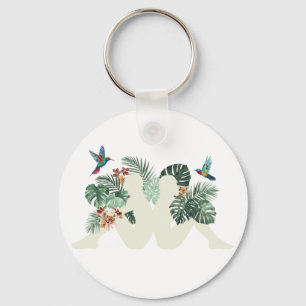 Chaveiro Folhas Tropicais & Aves Design Estético da Naturez