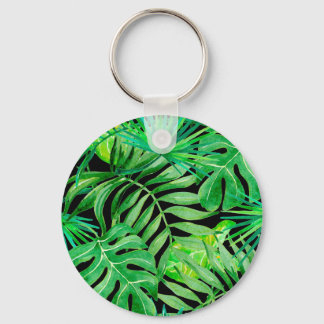 Chaveiro Folhas Tropicais De Aquarela: Elegância Sem Costur
