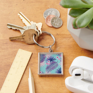 Chaveiro Folhas tropicais e flores 2