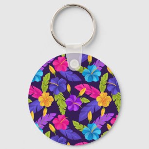 Chaveiro Folhas tropicais e flores Padrão-23857