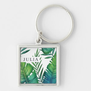 Chaveiro Folhas Tropicais Personalizadas por Aquarelas
