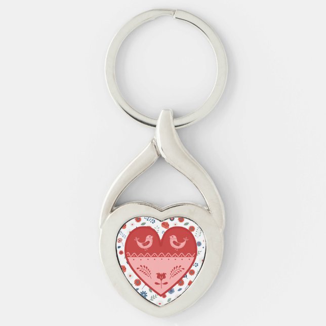 Chaveiro Folk Art Heart (Frente)
