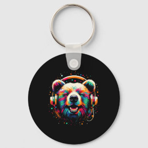 Chaveiro Fone de ouvido do legal Urso Música Arte Aniversár