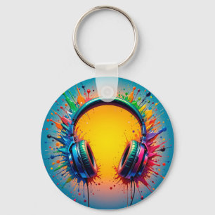 Chaveiro Fones de Ouvido Vibrantes Contra Salpicos de Cores