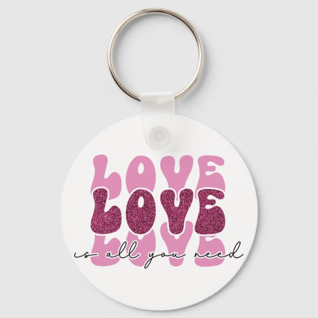 Chaveiro Fonte de bolha empilhada "Amor" Rosa (Frente)
