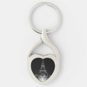 Chaveiro Fonte de Paris vintage Torre Eiffel noite
